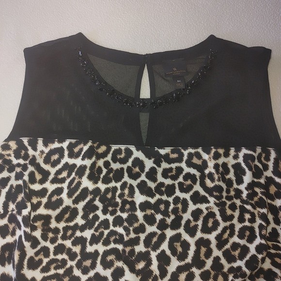 Worthington Woman Size 3X Sleeveless Blouse Animal Print Embellished Collar. - Picture 3 of 6